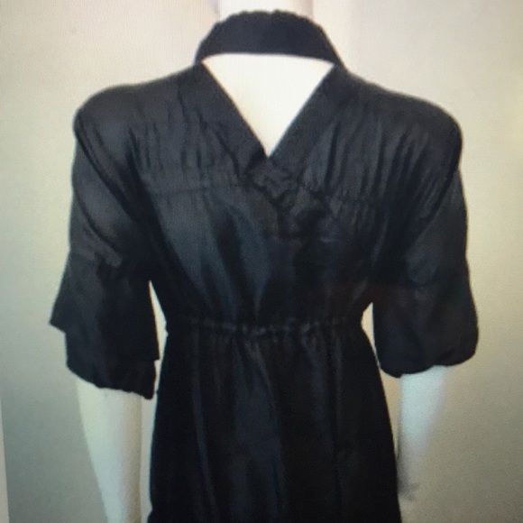 PETE & GRETA black silk ruffled dress S - Picture 7 of 8